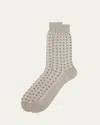 Bresciani Men's Cotton Diamond-woven Crew Socks In Tan