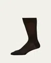 Bresciani Men's Formal Silk Crew Socks In Black 014