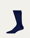 Bresciani Men's Formal Silk Crew Socks In Navy 001