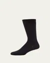 Bresciani Men's Knit Crew Socks In Blue Pattern