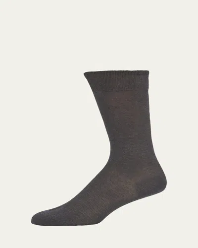 Bresciani Men's Knit Crew Socks In Gray
