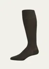 Bresciani Men's Knit Over-calf Socks In Gray Pattern