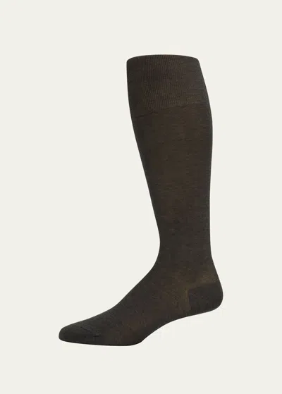 Bresciani Men's Knit Over-calf Socks In Gray Pattern