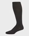 Bresciani Men's Knit Over-calf Socks In Gray Pattern