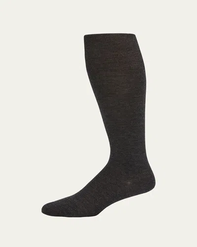 Bresciani Men's Knit Over-calf Socks In Gray