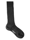 Bresciani Ribbed Wool Blend Socks In Black