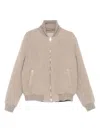 Brett Johnson Band-collar Zip-up Bomber Jacket In Neutral