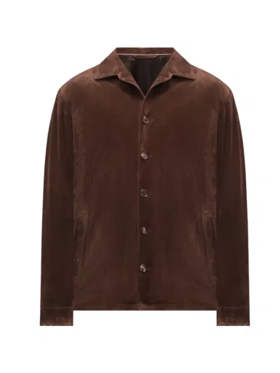 Brett Johnson Button Front Jacket In Brown