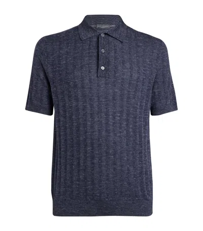 Brett Johnson Cashmere-silk-hemp Polo Shirt In Navy