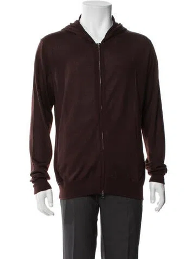 Pre-owned Brett Johnson Cashmere V-neck Cardigan W/ Tags In Brown