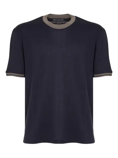 Brett Johnson Contrasting-trim T-shirt In Blue