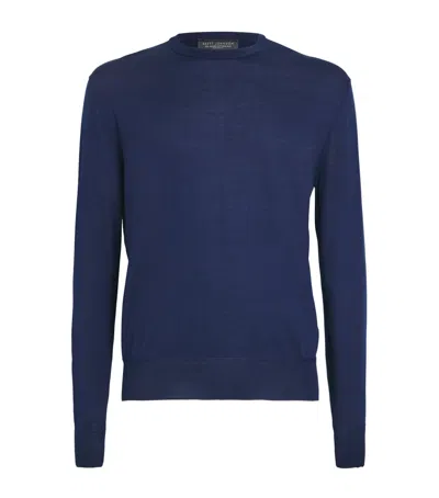 Brett Johnson Cotton-silk Crew-neck Sweater In Navy