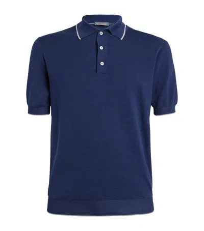 Brett Johnson Cotton-silk Polo Shirt In Navy