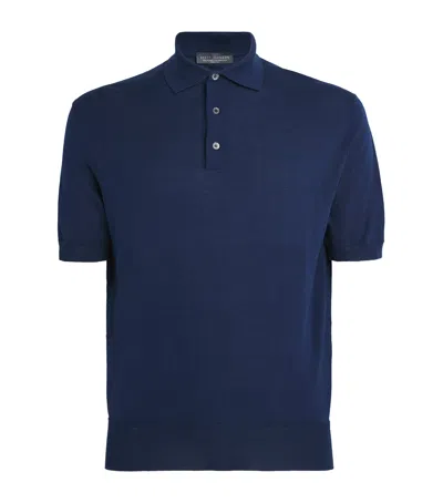 Brett Johnson Cotton-silk Polo Shirt In Navy