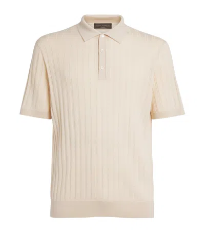 Brett Johnson Cotton-silk Cable-knit Polo Shirt In Neutral
