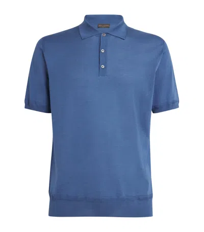 Brett Johnson Cotton-silk Polo Shirt In Blue