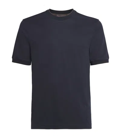 Brett Johnson Cotton-silk T-shirt In Navy