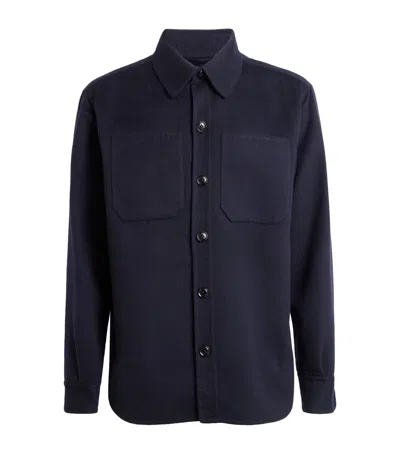 Brett Johnson Double Cashmere Overshirt In Navy