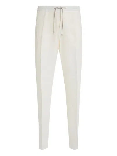 Brett Johnson Drawstring-waist Linen Trousers In White