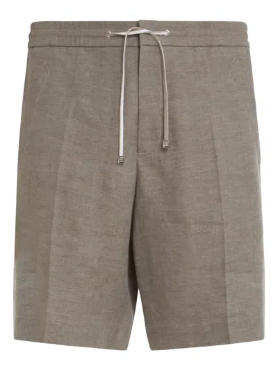 Brett Johnson Elasticated-waist Linen Deck Shorts In Gray