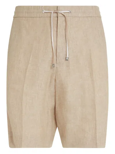 Brett Johnson Elasticated-waist Linen Shorts In Neutral