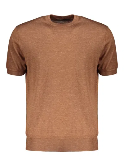 Brett Johnson Fine-knit T-shirt In Brown