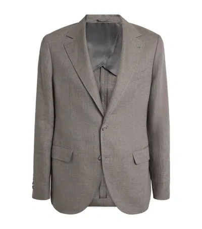 Brett Johnson Linen Blazer In Grey