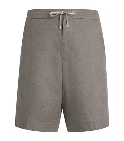 Brett Johnson Linen Drawstring Shorts In Grey