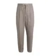 Brett Johnson Linen Drawstring Trousers In Grey