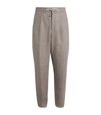 Brett Johnson Linen Drawstring Trousers In Grey
