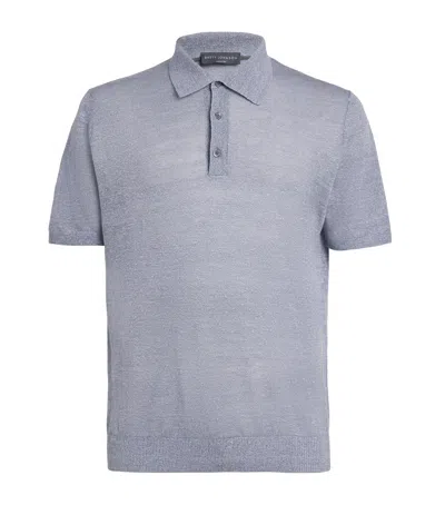 Brett Johnson Linen-silk Polo Shirt In Navy