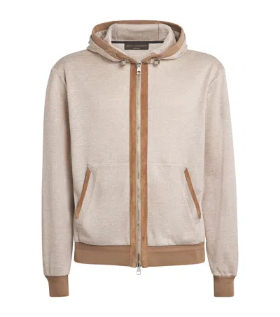 Brett Johnson Linen-silk-cotton Hoodie In Brown