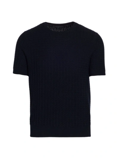 Brett Johnson Men's Cashmere & Silk-blend Rib-knit T-shirt In Navy