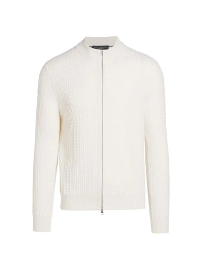 Brett Johnson Men's Cashmere & Silk-blend Ribbed Jacket In Ivory