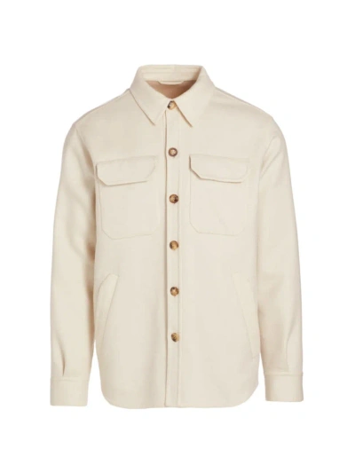 Brett Johnson Men's Cashmere Double Shirt Jacket In Ivory Beige