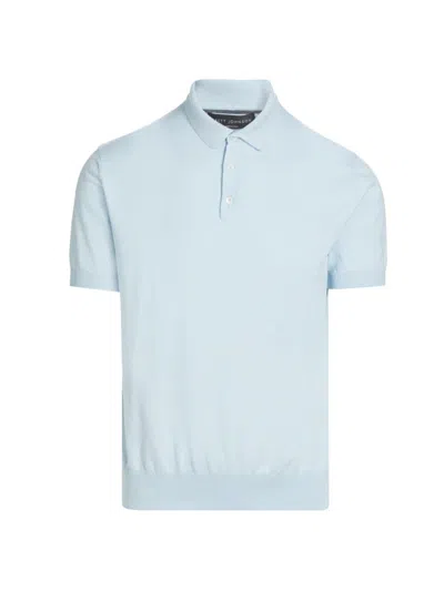 Brett Johnson Men's Cotton Polo Shirt In Light Denim