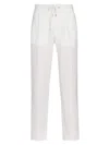 Brett Johnson Men's Linen Drawstring Trousers In White