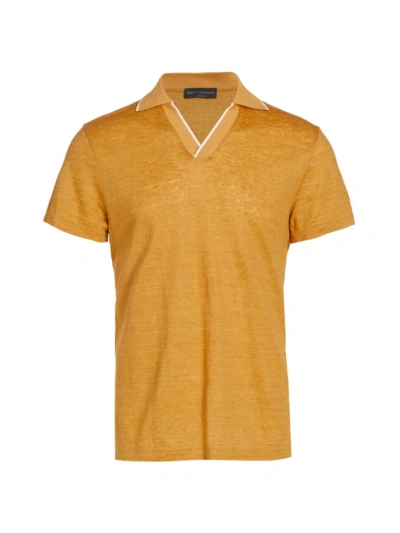 Brett Johnson Men's Linen Jersey Polo Shirt In Saffron