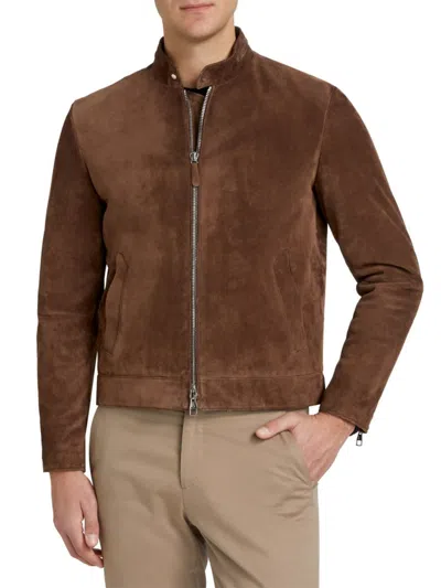 Brett Johnson Men's Suede Racer Jacket In Brown