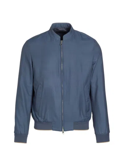 Brett Johnson Men's Wool-blend Varsity Jacket In Denim