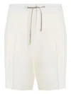 Brett Johnson Pleated Drawstring Shorts In White