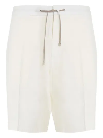 Brett Johnson Pleated Drawstring Shorts In White