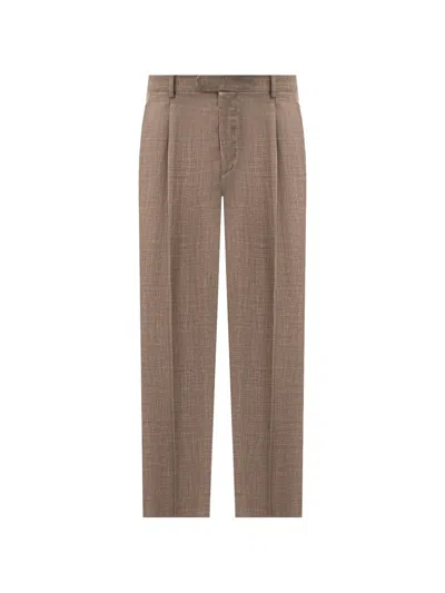 Brett Johnson Pleated Trousers In Brown