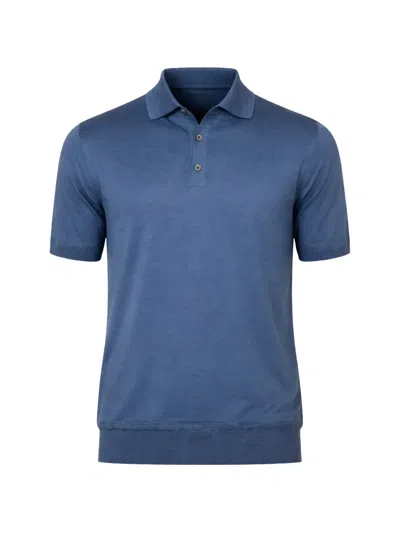 Brett Johnson Ribbed-trim Polo Shirt In Blue