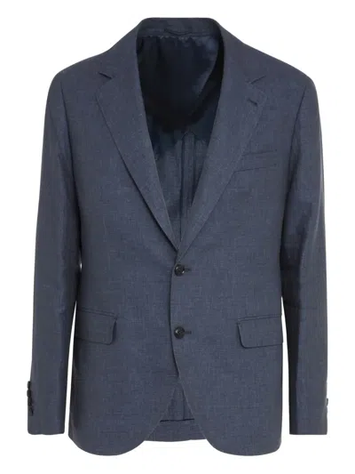 Brett Johnson Single-breasted Linen Blazer In Blue