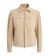Brett Johnson Suede Flight Jacket In Beige