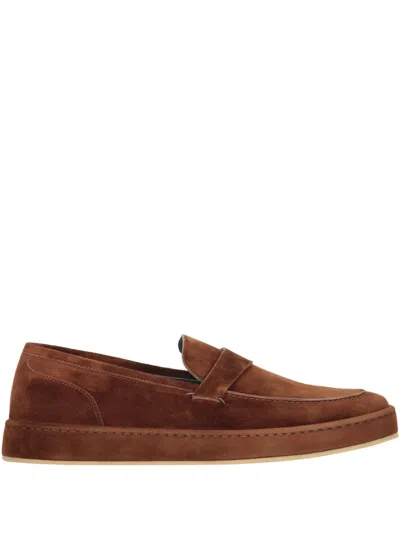 Brett Johnson Suede Loafers In Brown
