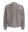 Brett Johnson Suede Varsity Jacket In Grey