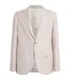Brett Johnson Wool-linen-silk Plaid Blazer In Beige
