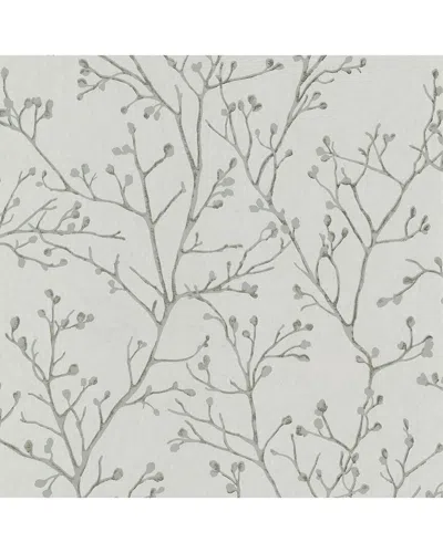 BREWSTER A-STREET PRINTS KOURA PLATINUM BUDDING BRANCHES WALLPAPER